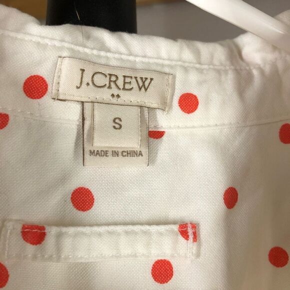 J.crew FCTRY Wht Red Polka Dot Tunic Pullover Shirt S - Picture 7 of 9